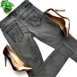MOTHER The Looker Ankle Fray Skinny Jeans in Last Chance Saloon Gray Grey 25